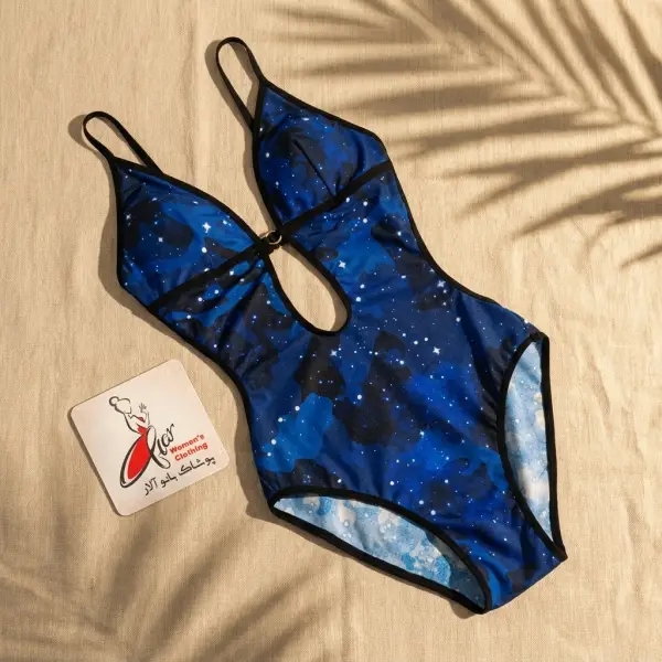 مایو زنانه یک تیکه فانتزی طرح کهکشان